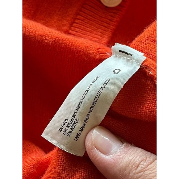 EUC Gap Womens Orange Cardigan Sweater L Merino Wool & Nylon Blend Button Front - Picture 4 of 6